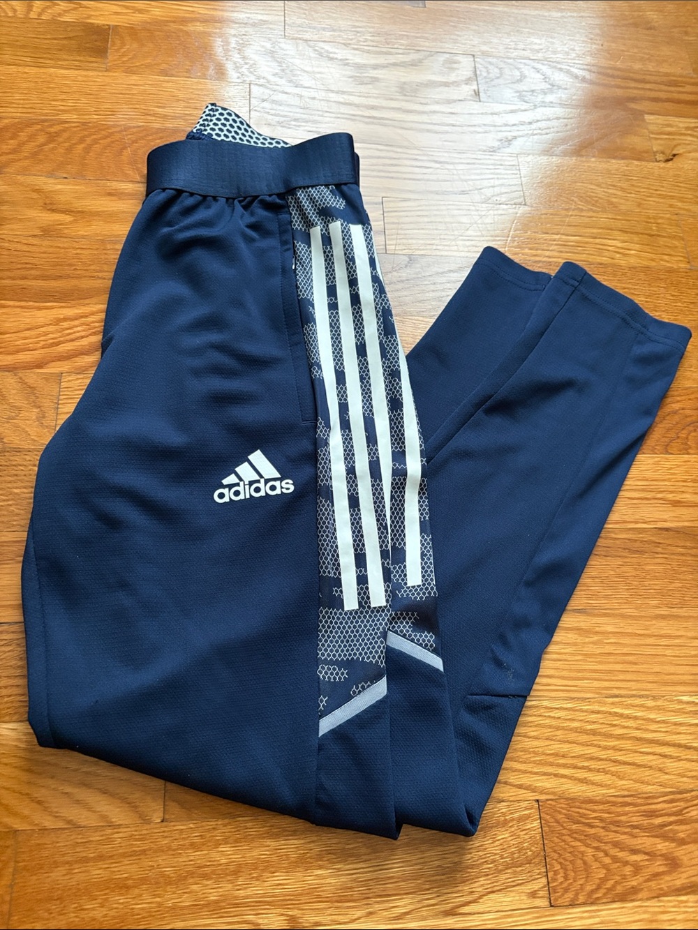 adidas Navy Blue Kids Performance Joggers with White Accents